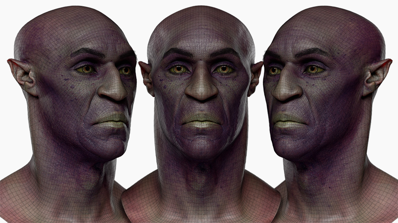 Download male Alien topology 3d model 